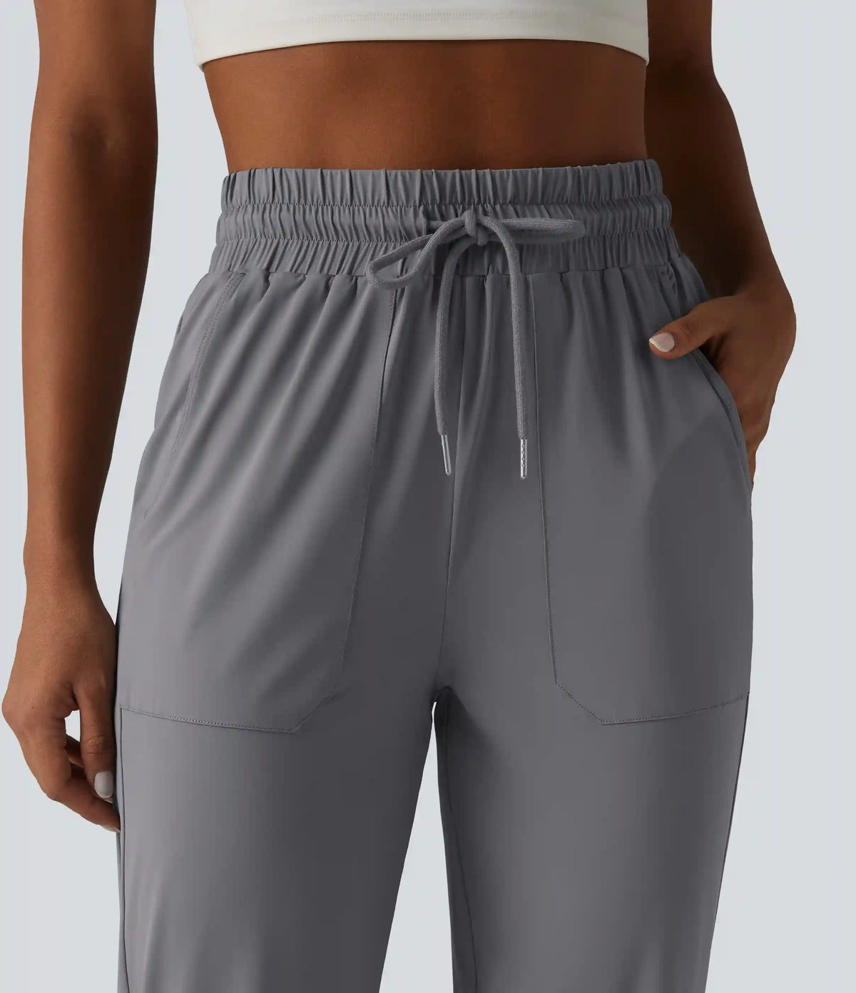 High Waisted Drawstring InstantCool Workout Joggers with Pockets-UPF50+