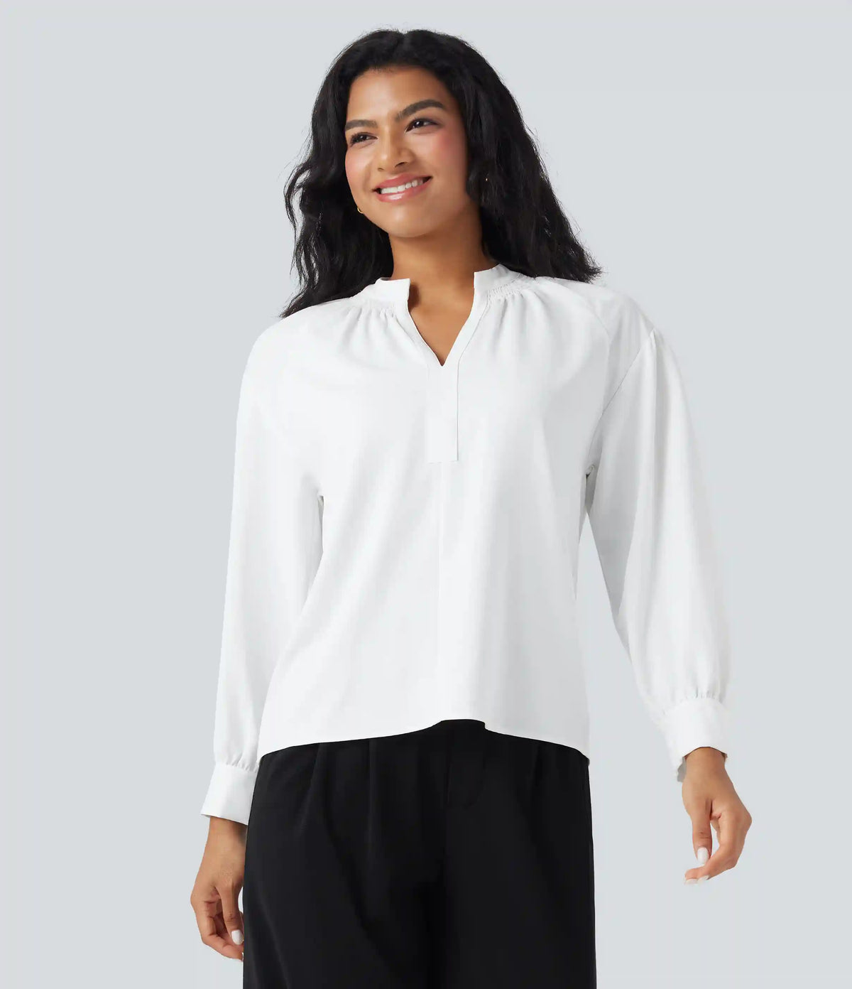 V Neck Long Sleeve Work Shirt