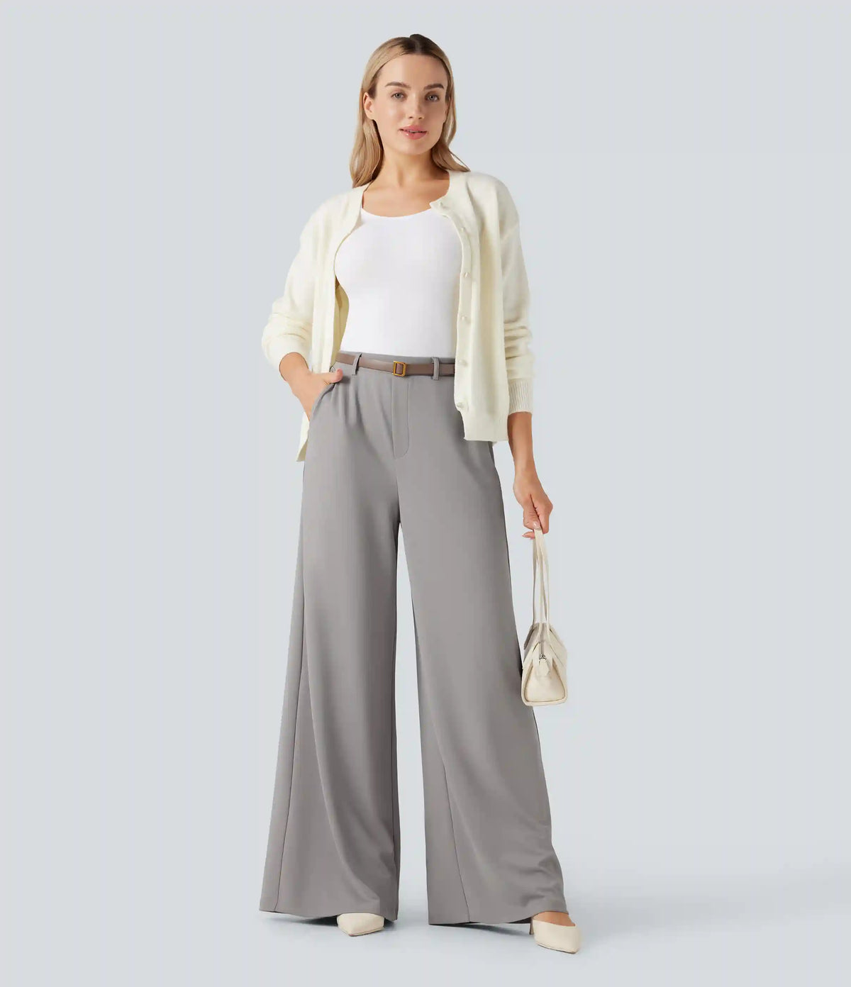 Halara Flex™ High Waisted Palazzo Wide Leg Crepe Work Pants with Pockets