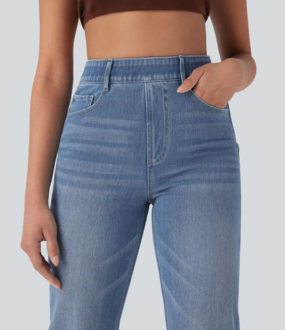 Halara Flex™ High Waisted Tummy Control Pockets Straight Leg Washed Casual Jeans