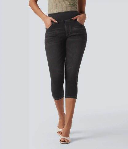 Halara Flex™ High-Waisted Denim Casual Capri Leggings with Pockets