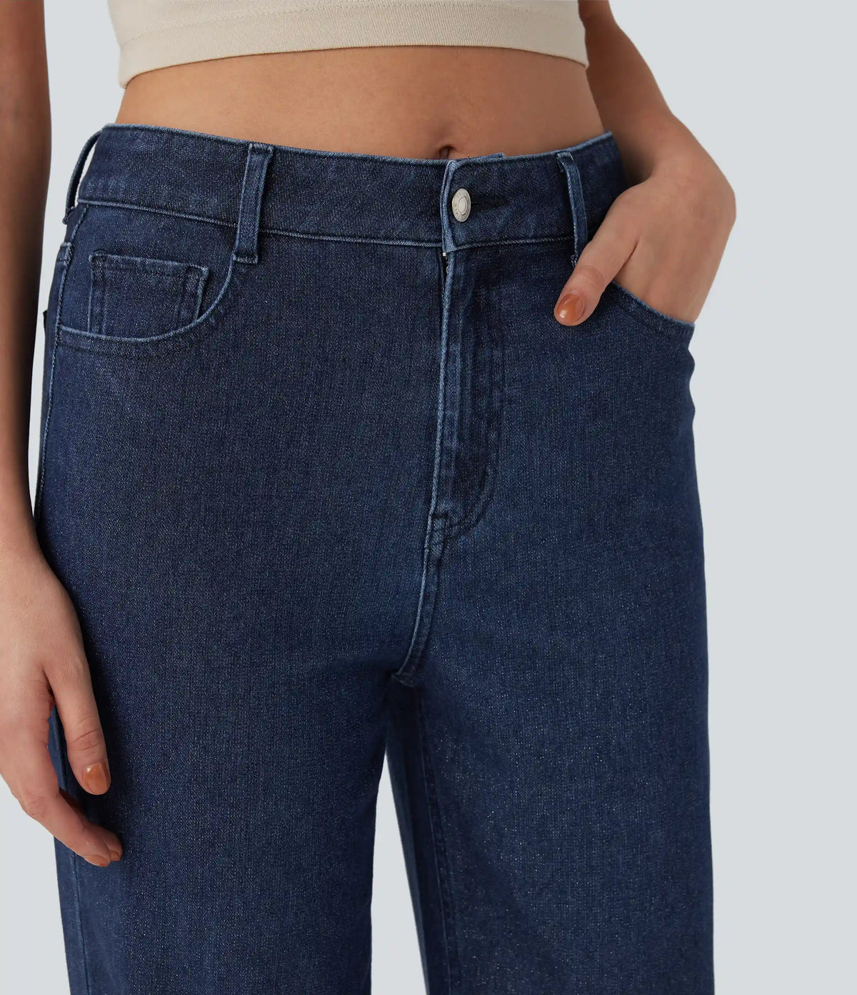 Halara Flex™ High Waisted Straight Leg Sparkle Casual Jeans with Pockets