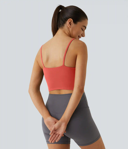 Basic Padded Workout Cropped Low Support Tank Top A-D Cups