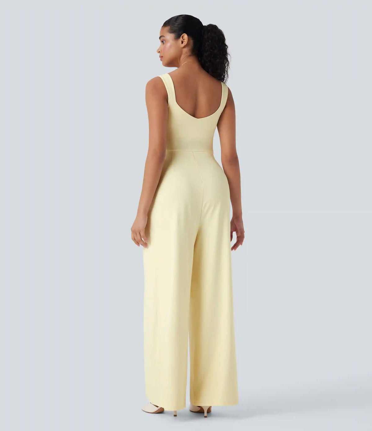 U Back Sleeveless Casual Jumpsuit with Pockets