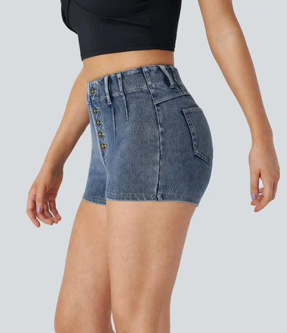 Halara Flex™ High Waisted Decorative Pockets Denim Casual Shorts 2''