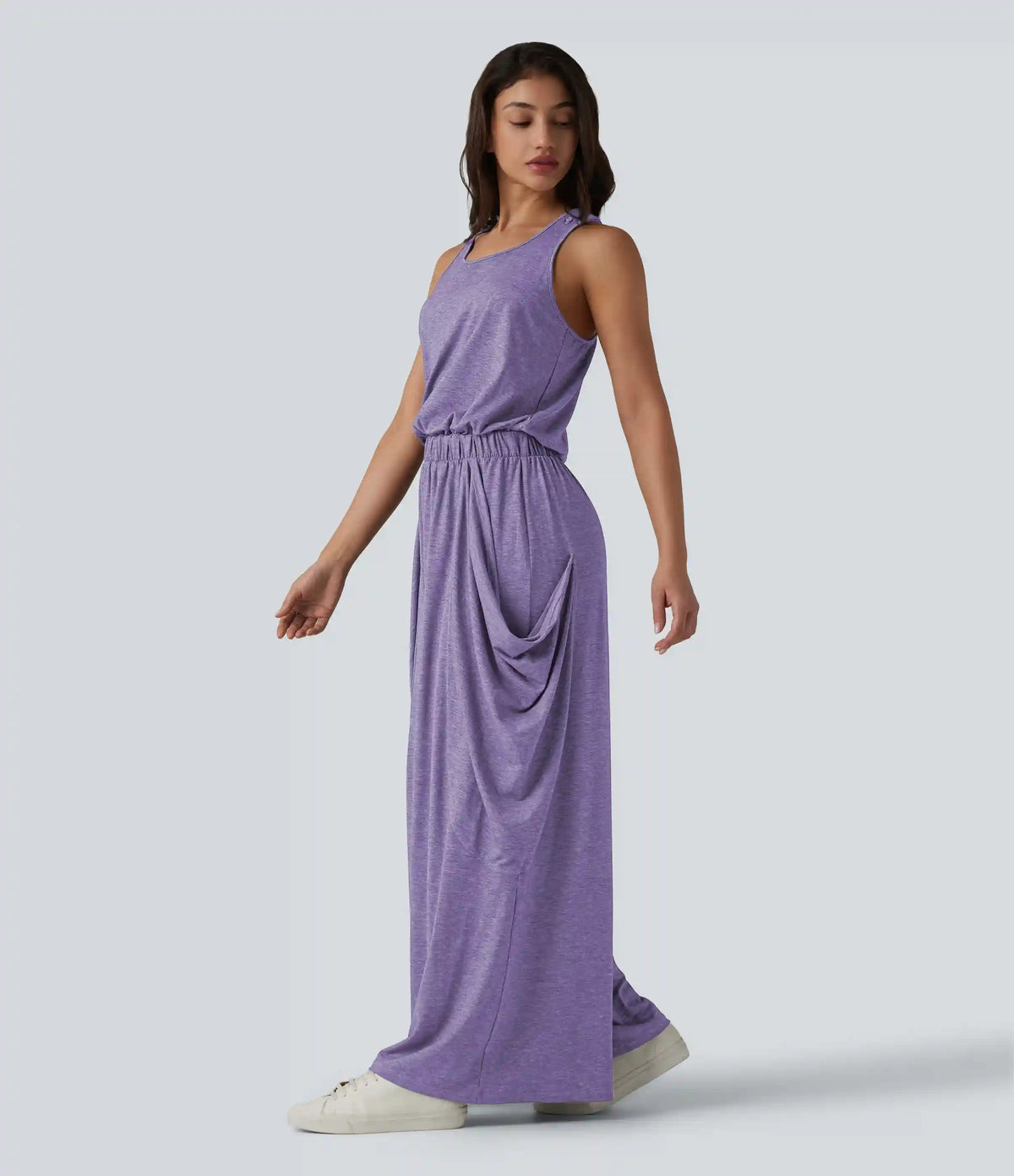 Sleeveless Cut Out Wide Leg Casual Jumpsuit with Pockets-Easy Peezy Edition