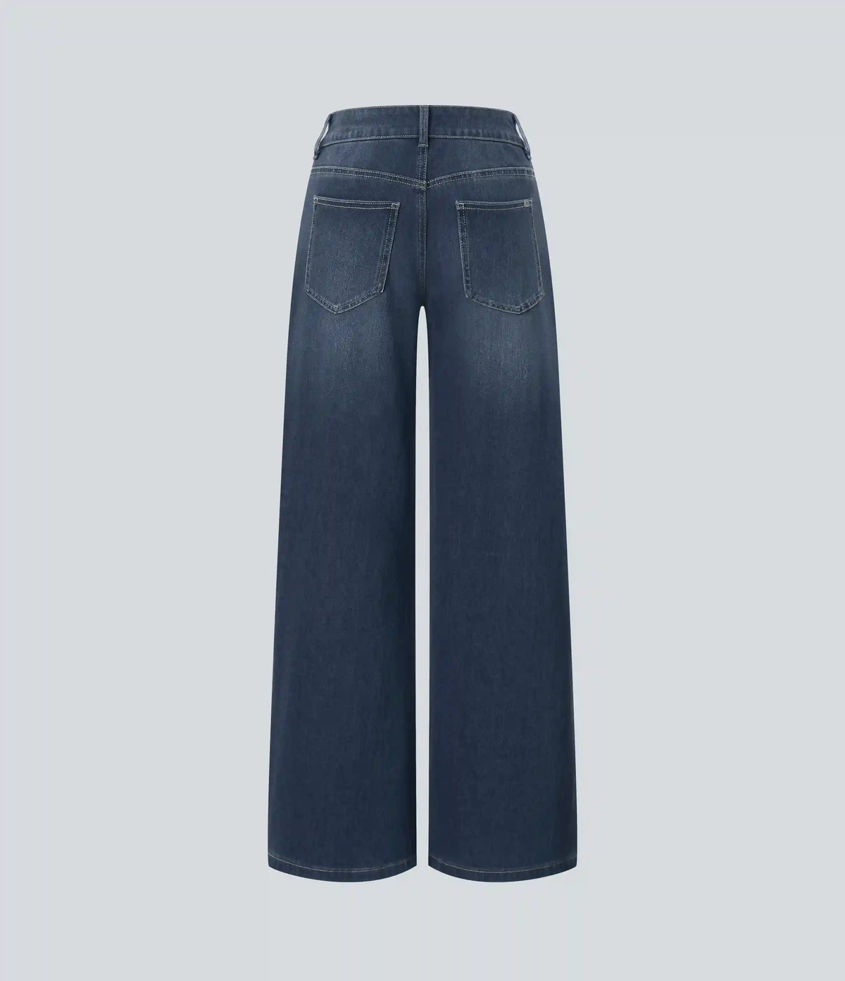 Halara Flex™ Asymmetric Low Rise Zipper Pockets Baggy Wide Leg Washed Casual Jeans