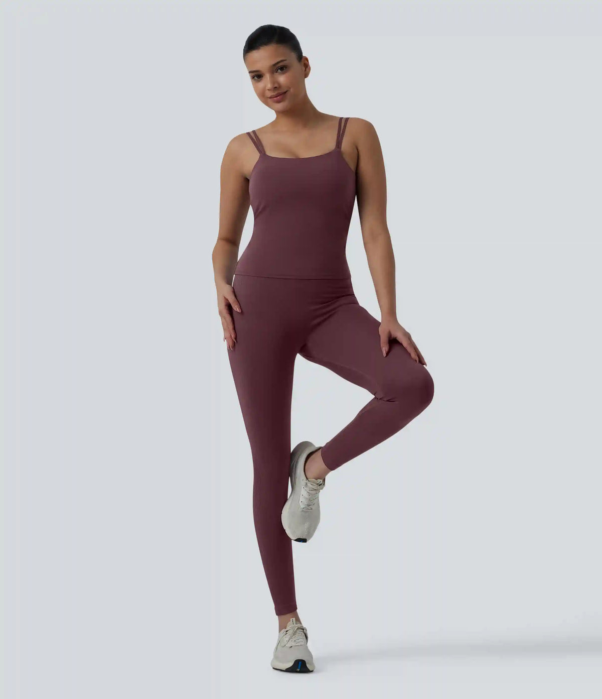Halara UltraSculpt™ Double Straps Twisted Backless Cropped Yoga Tank Top-Longer Length
