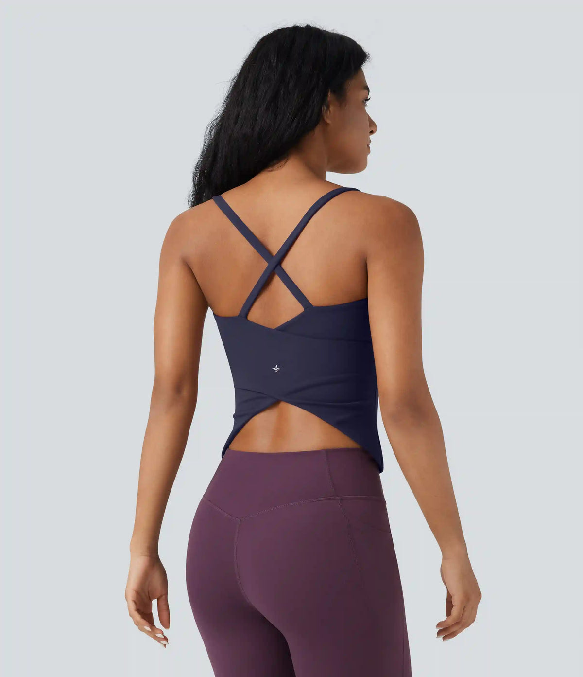 Scoop Neck Crisscross Back Crossover Hem Yoga Cami Top