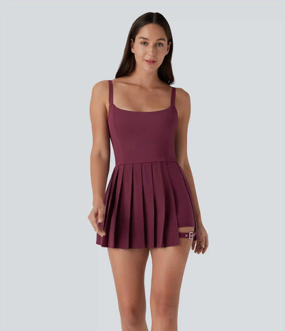 Breezeful™ Pleated Adjustable Buckle 2-in-1 Pocket Micro Mini Quick Dry Casual Slip Dress