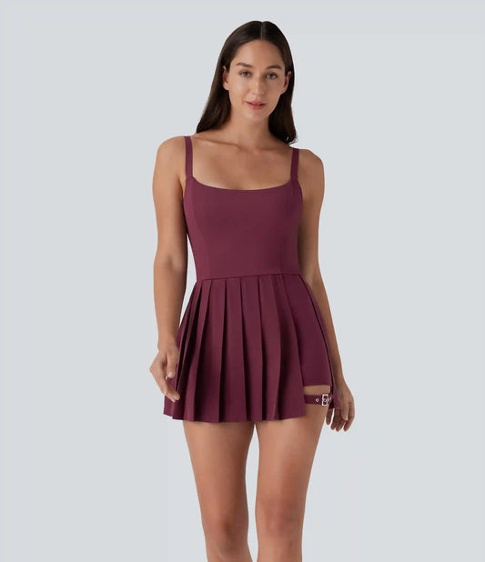 Breezeful™ Pleated Adjustable Buckle 2-in-1 Pocket Micro Mini Quick Dry Casual Slip Dress