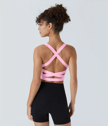 SoftlyZero™ Airy Square Neck Backless Crisscross Cropped InstantCool Yoga Tank Top