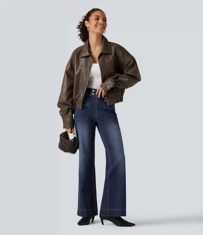 Halara Flex™ High Waisted Stretchy Knit Straight Leg Casual Jeans with Pockets