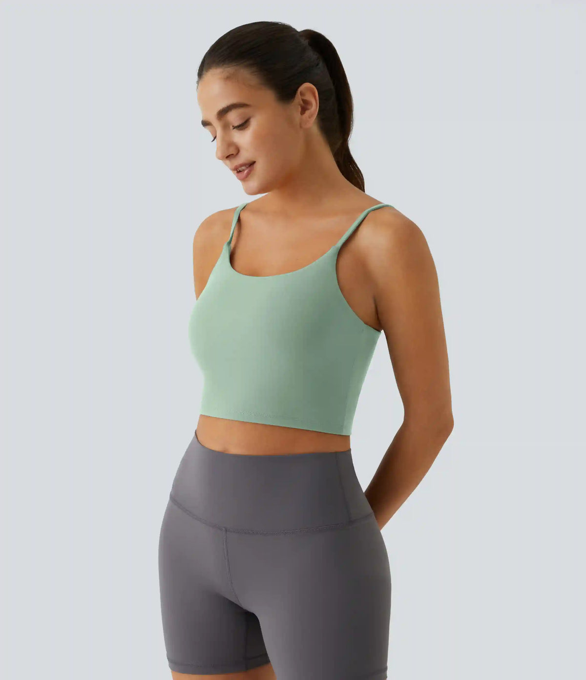 Basic Padded Workout Cropped Low Support Tank Top A-D Cups