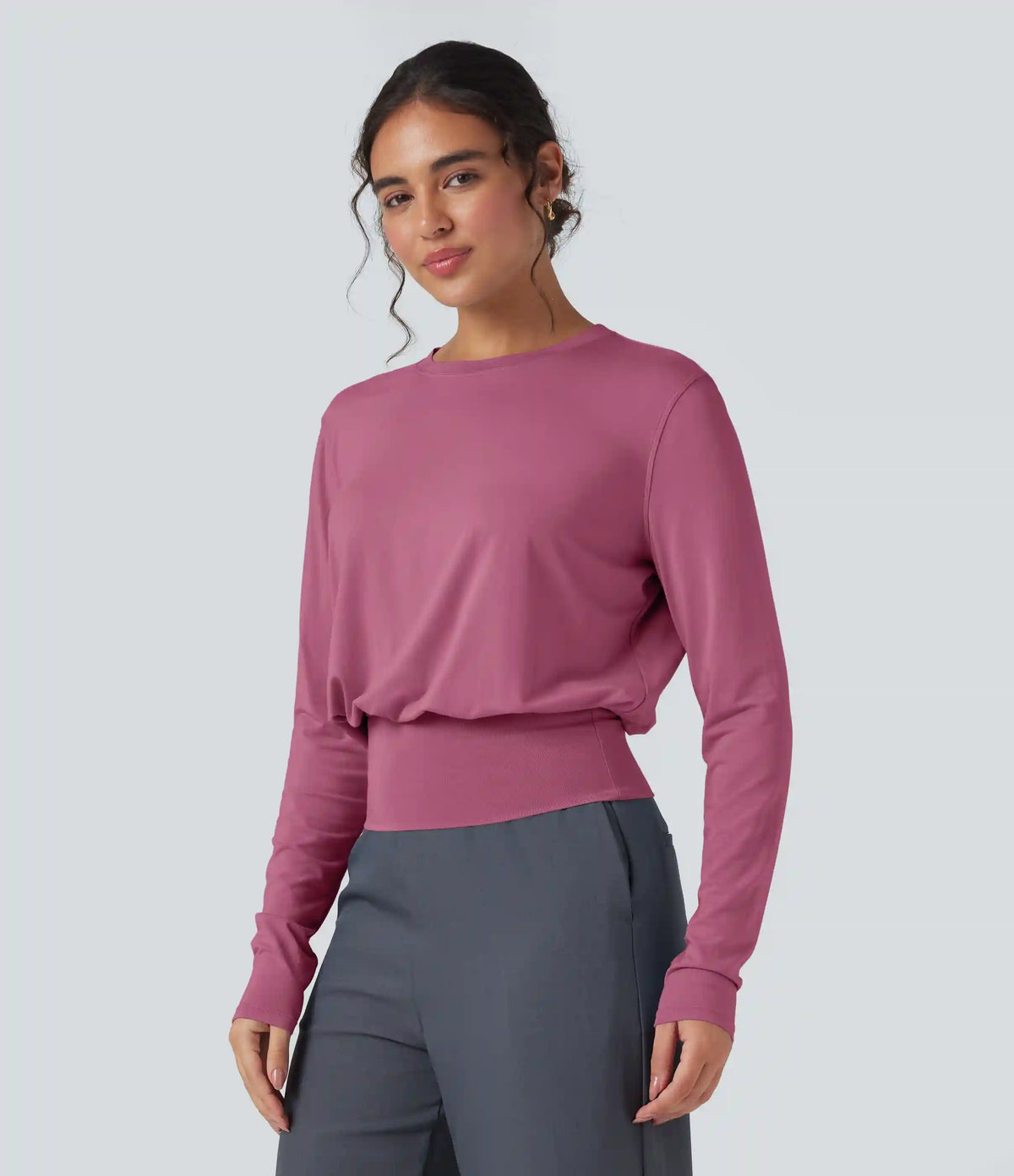 Round Neck Long Sleeve Work Top