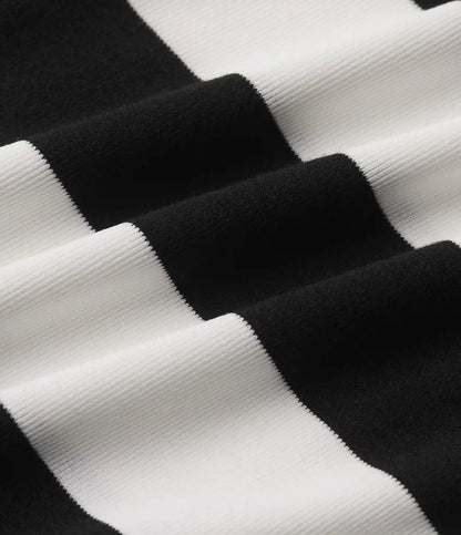 Polo Collar Short Sleeve Stripe Mini Casual Dress