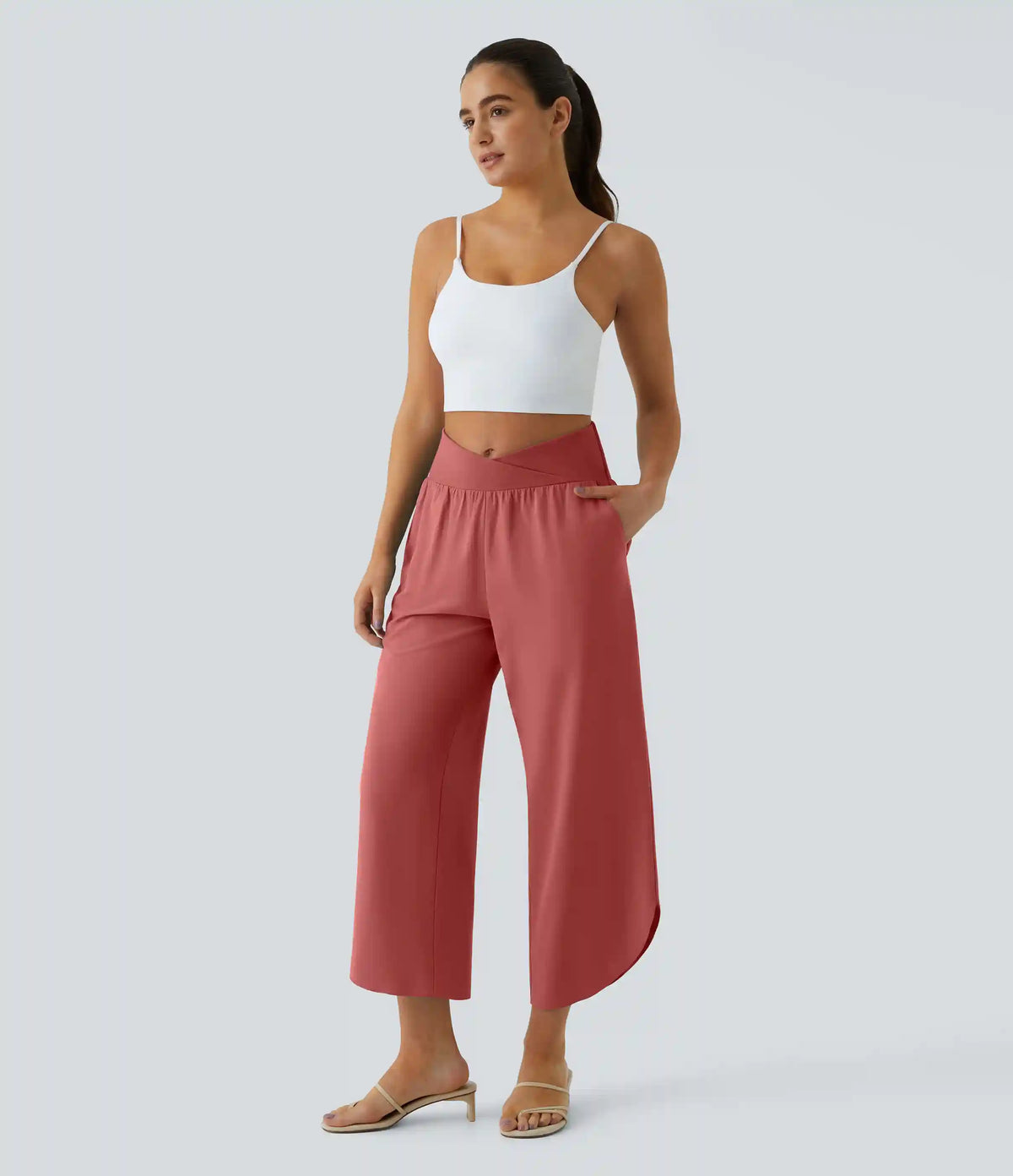 Breezeful™ High Waisted Crossover Quick Dry Resort Pants with Pockets