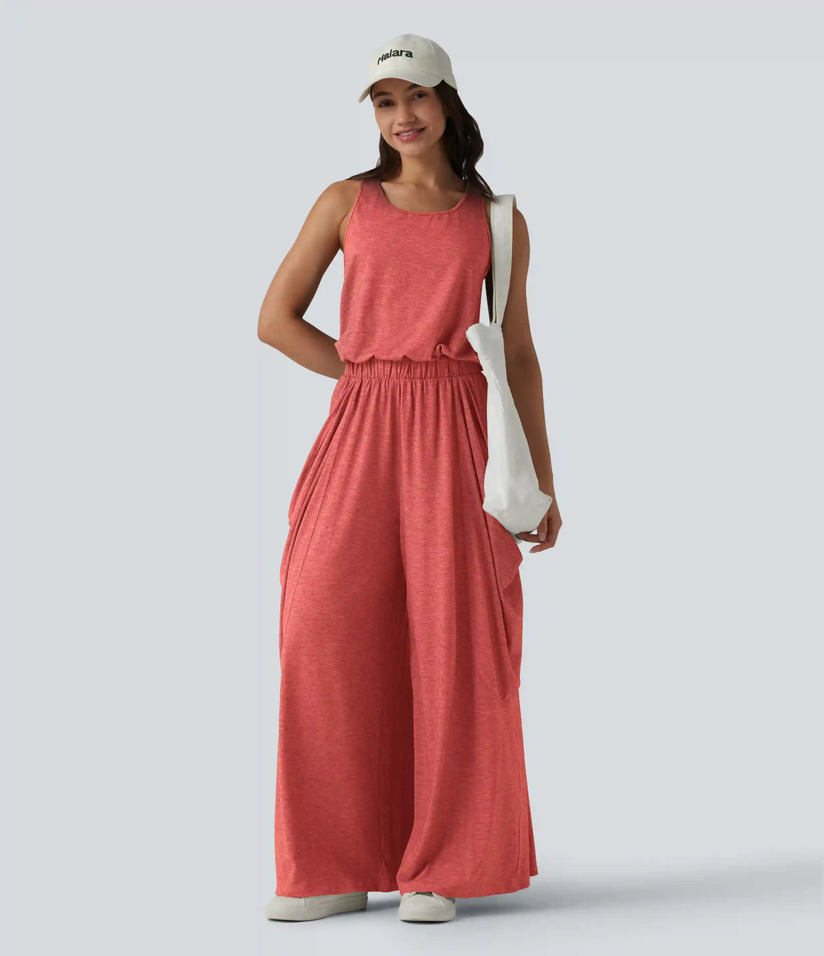 Sleeveless Cut Out Wide Leg Casual Jumpsuit with Pockets-Easy Peezy Edition