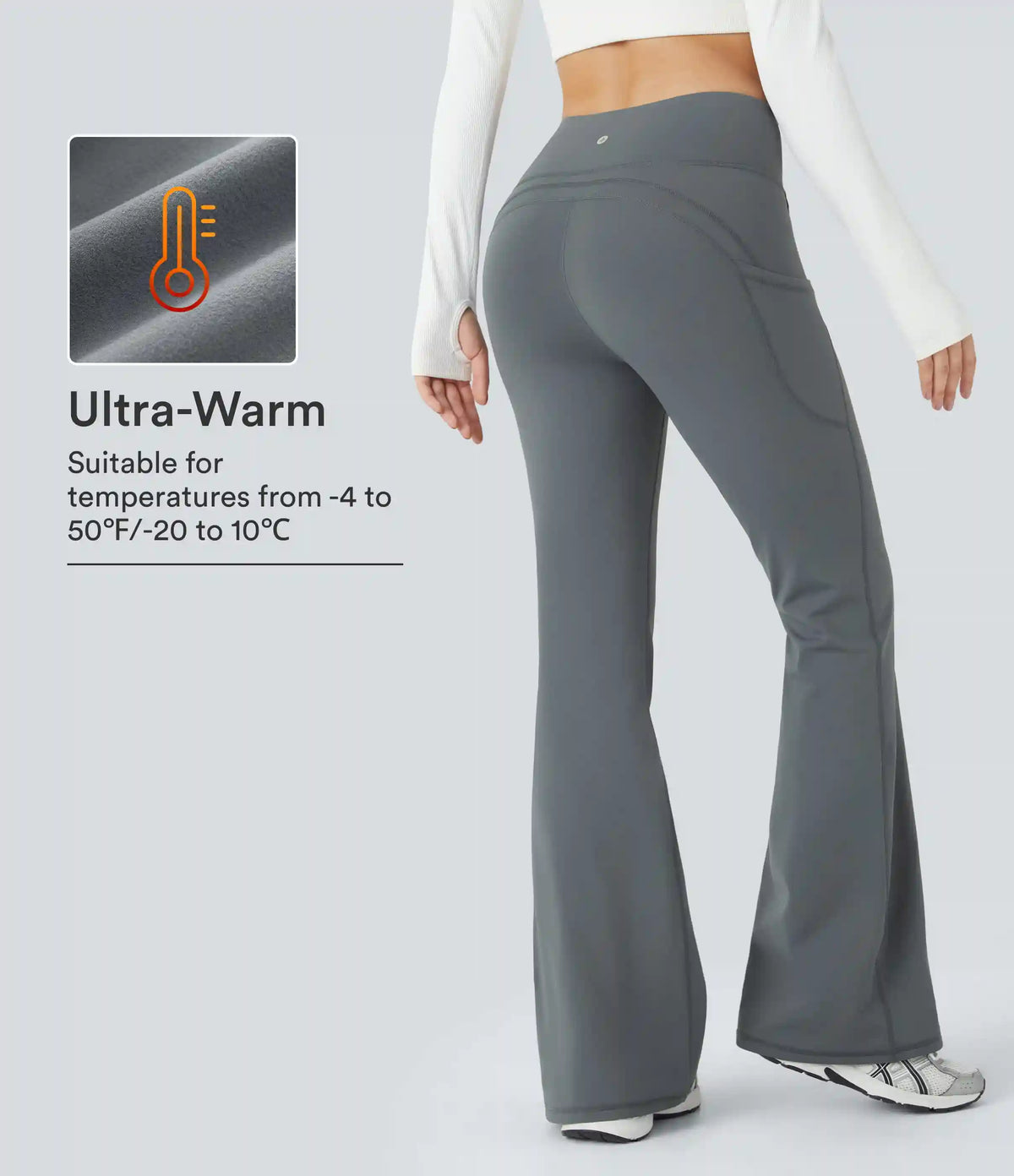 High Waisted Pocket Thermal Yoga Flare Leggings