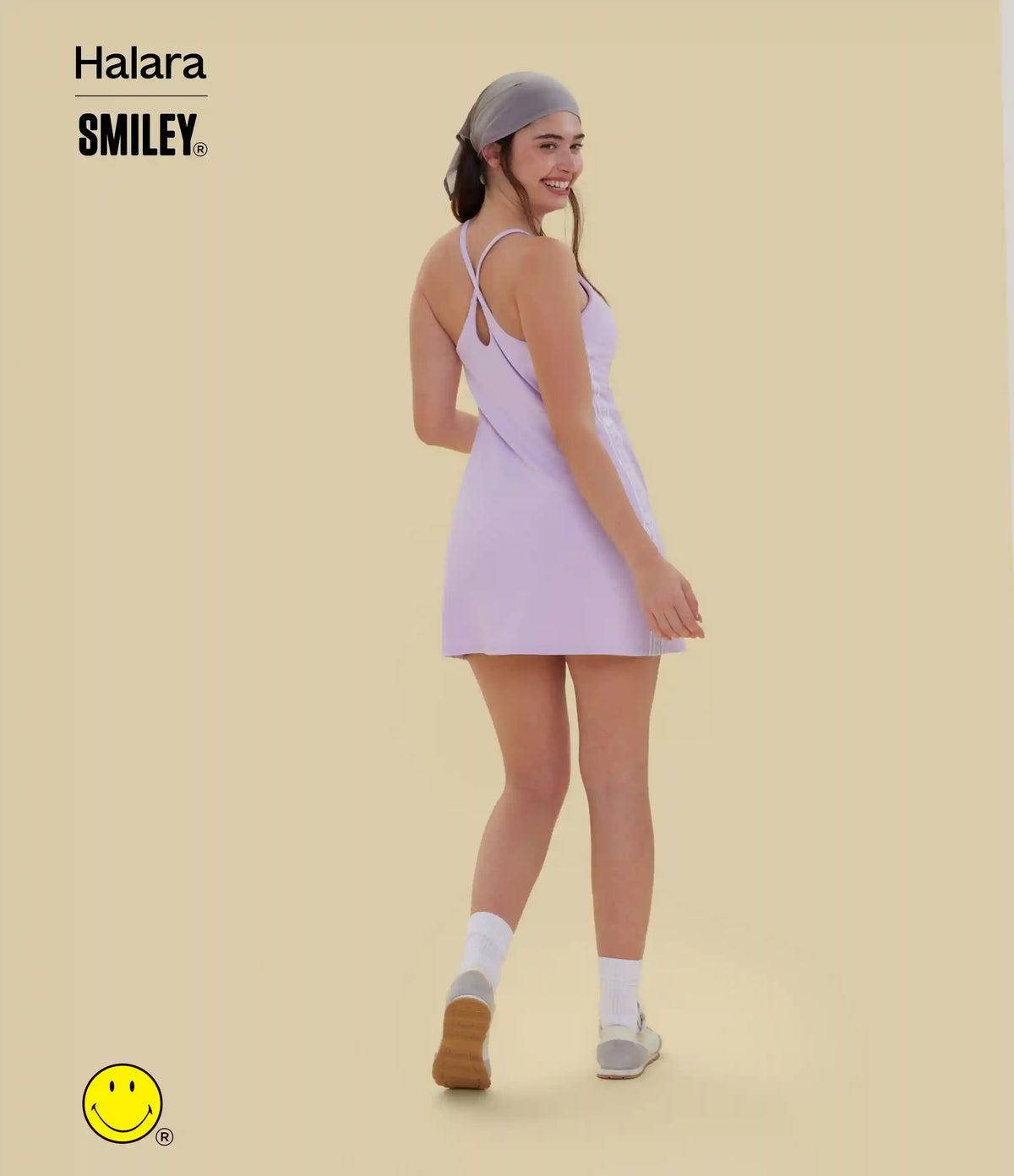 Halara X Smiley® SoftlyZero™ Plush Backless Mini Dance Active Dress-Easy Peezy Edition
