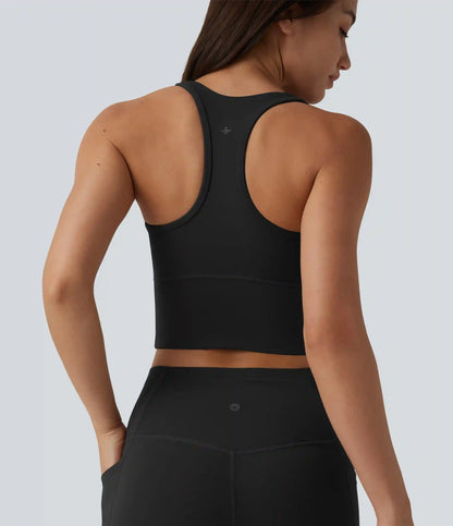 Halara UltraSculpt™ Medium Support V Neck Racerback Cropped Workout Tank Top