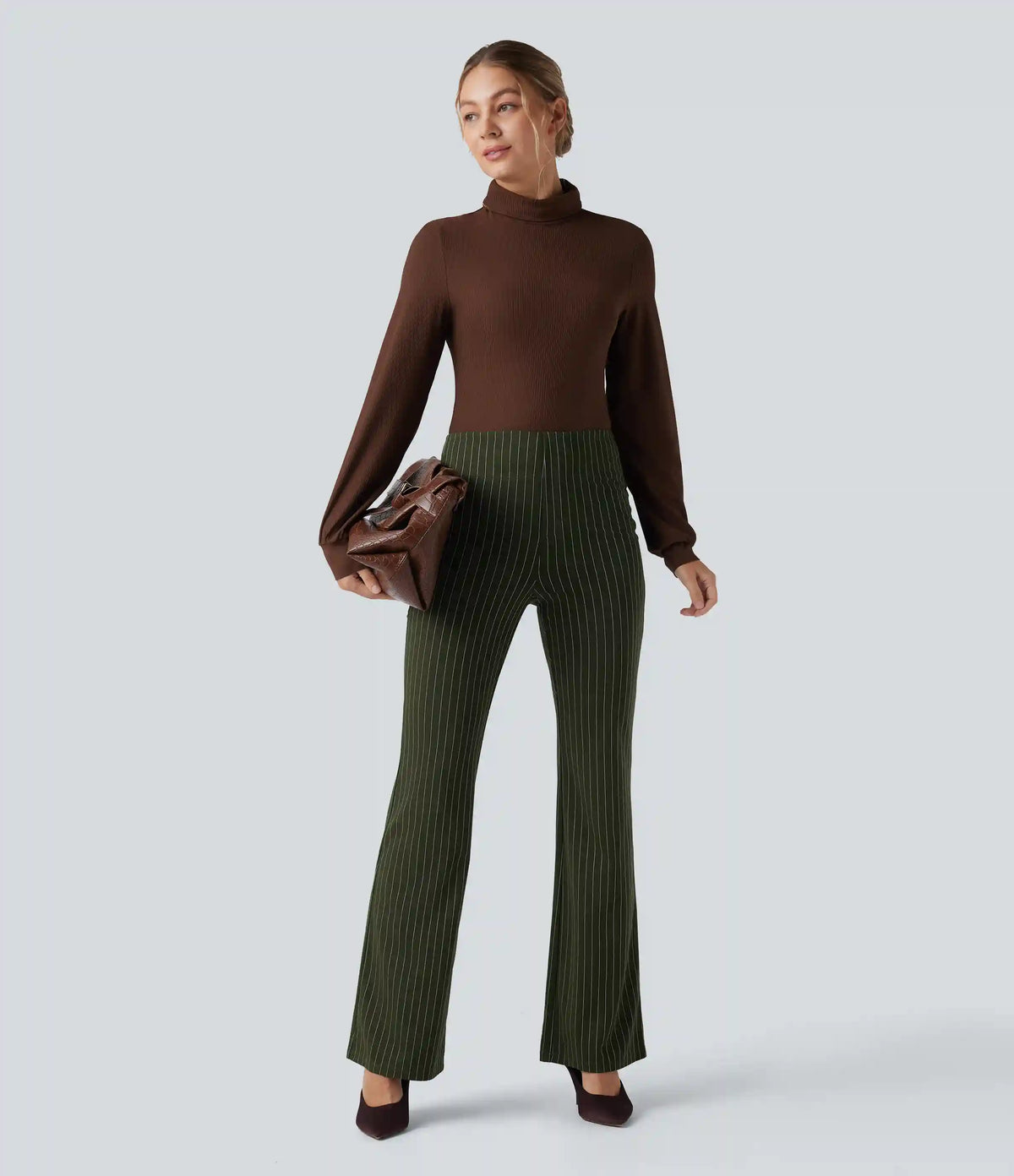 Halara Flex™ High Waisted Striped Work Flare Pants with Pockets