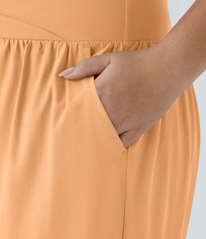 Breezeful™ High Waisted Crossover Pocket Quick Dry Plus Size Pants