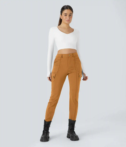 DayStretch High Waisted Zipper Pockets Solid Skinny Cargo Pants