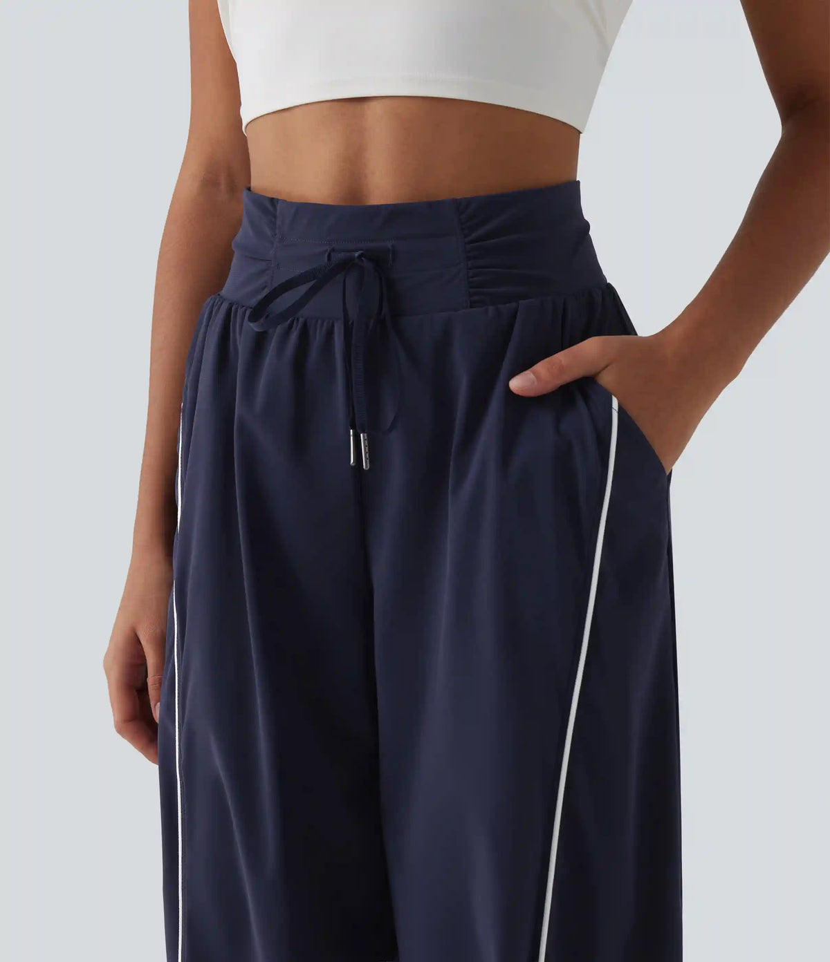 High Waisted Color Block Drawstring Quick Dry InstantCool Running Joggers with Pockets