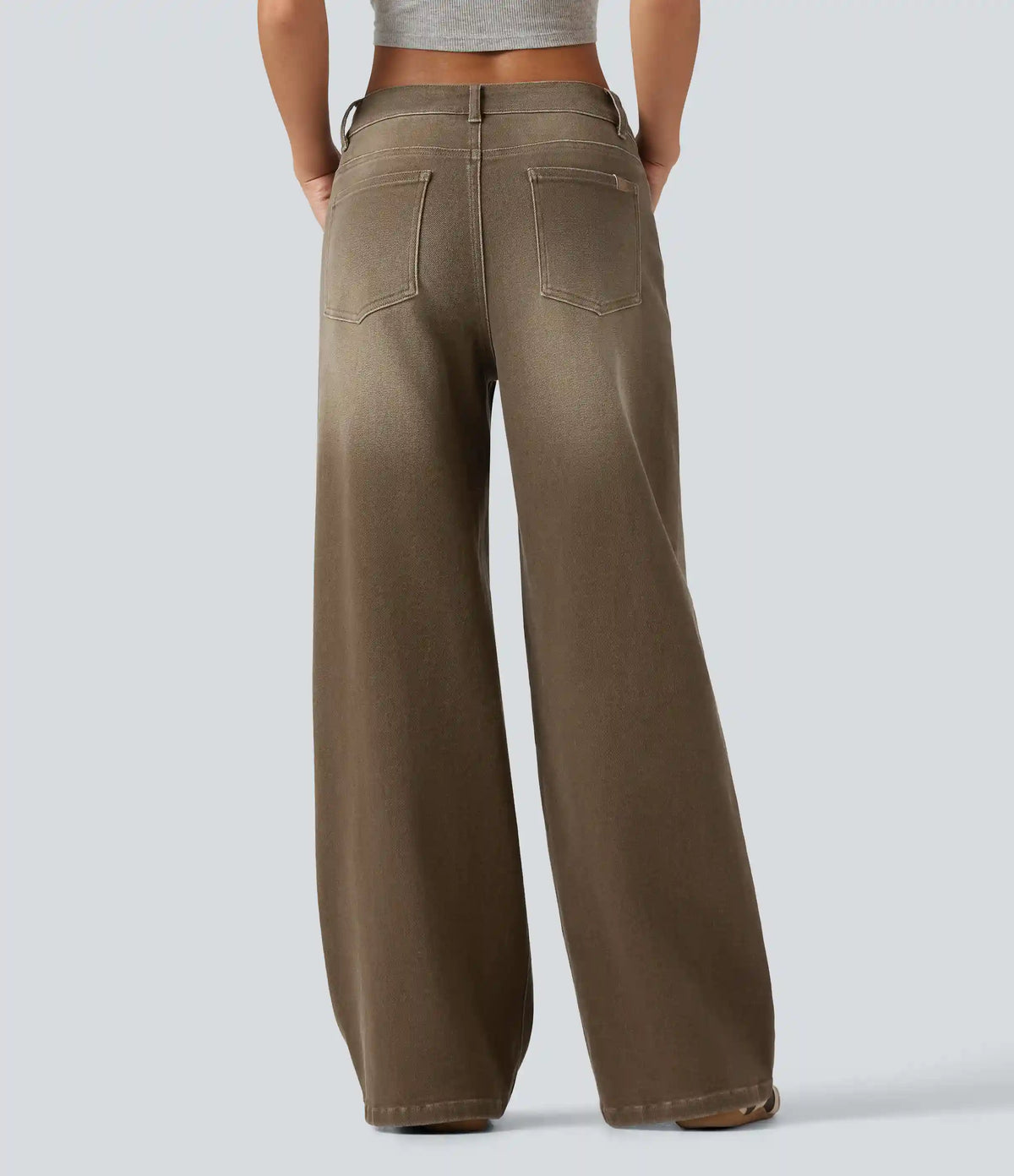 Low Rise Asymmetric Wide Leg Colorful Casual Jeans with Pockets
