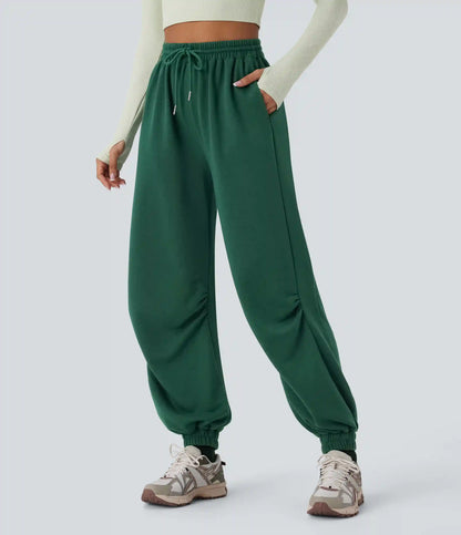 High Waisted Drawstring Pocket Running Baggy Joggers