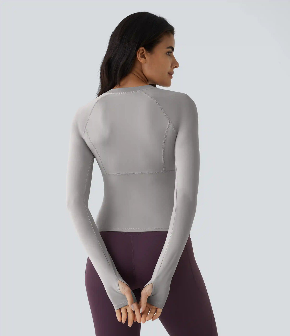 Solid Thumb Hole Yoga Sports Top