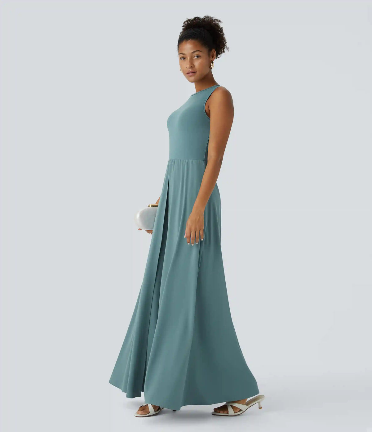 Breezeful™ Zipper Sleeveless Pocket Contrast Quick Dry Jumpsuit