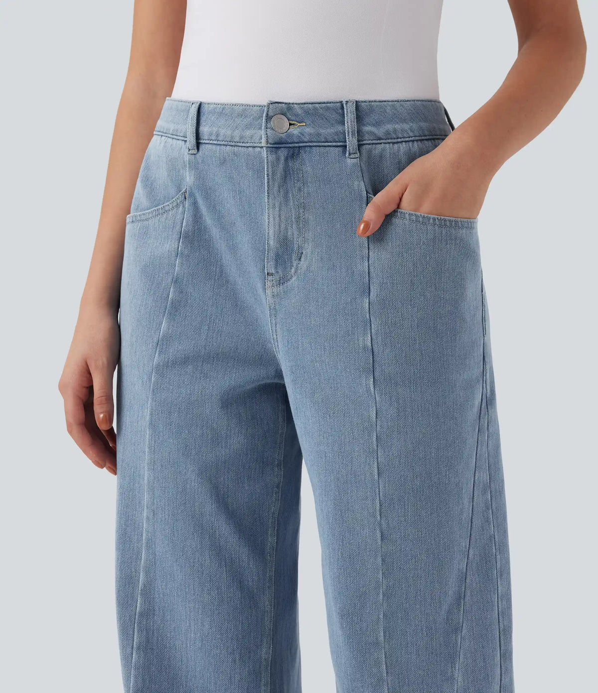 Halara Flex™ Mid Rise Wide Leg Casual Jeans with Pockets