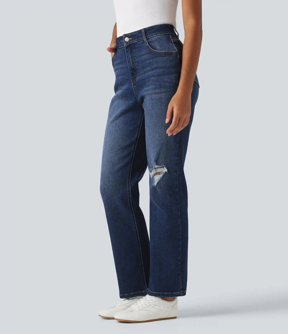 High Waisted Casual Jeans with Pockets