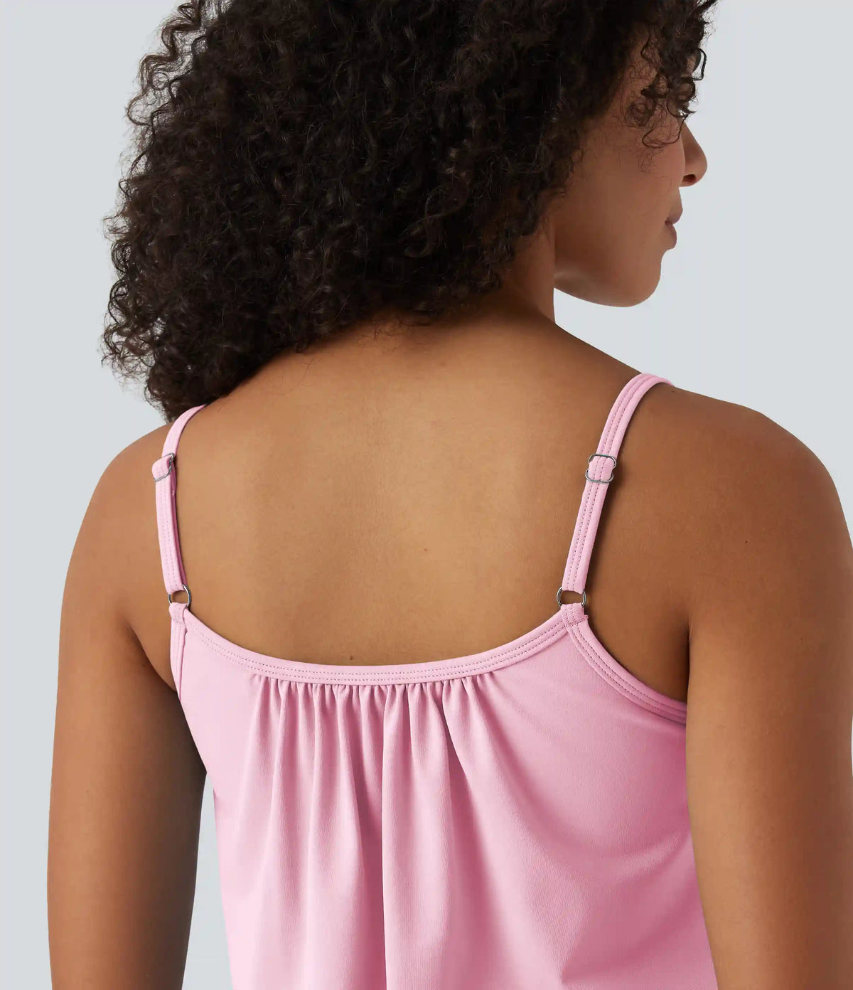 Adjustable Straps Ruched 2-in-1 Built-in Bra Casual Cami Top
