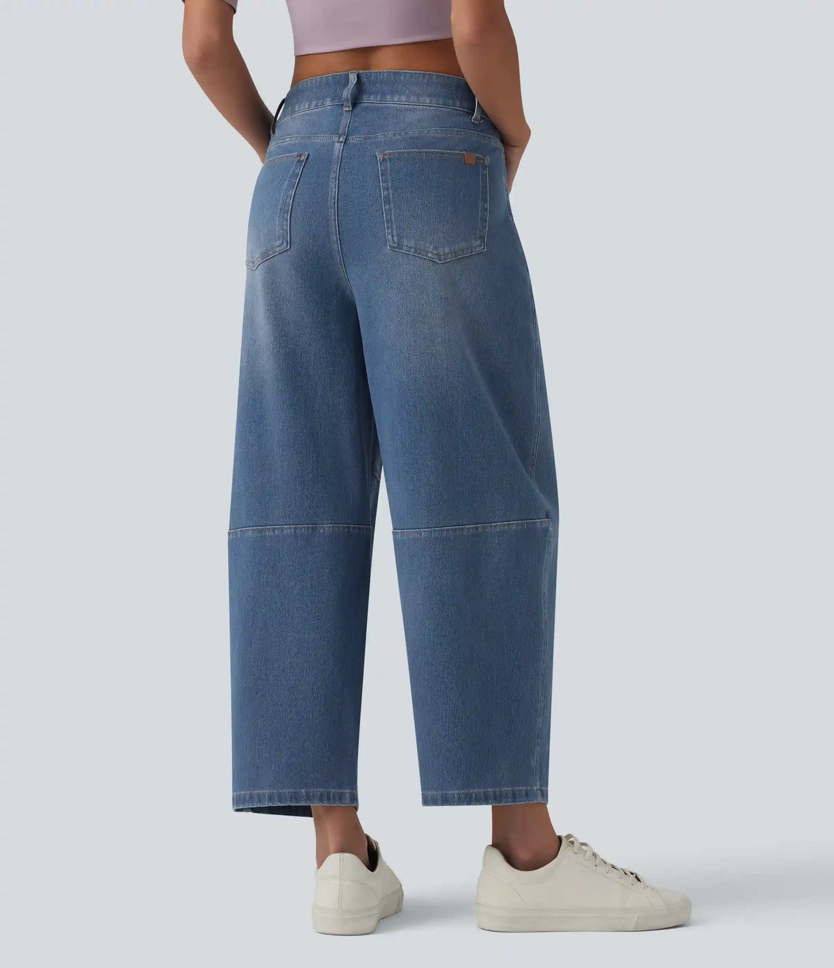 Halara Flex™ Low Rise Zipper Pockets Barrel Leg Casual Jeans