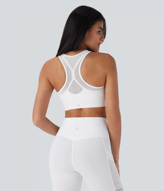 SpeedWave™ Medium Support Racerback Contrast Mesh Quick Dry Training Sports Bra A-D Cups