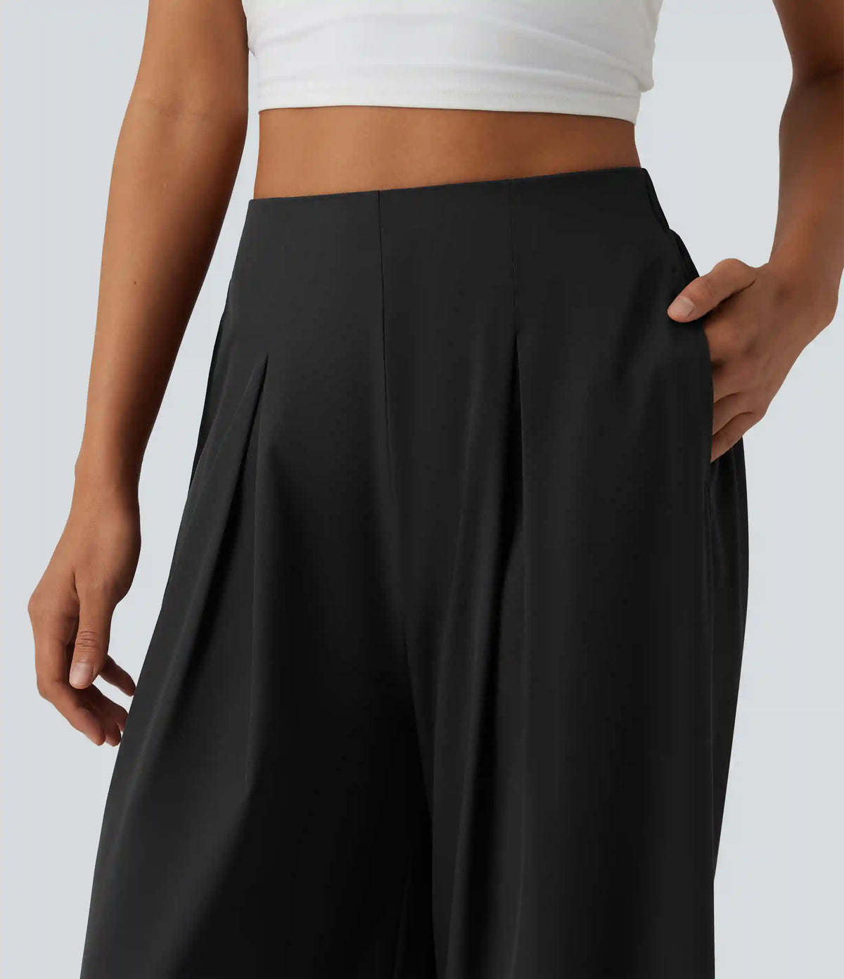 Breezeful™ High Waisted Pleated Quick Dry Resort Flowy Baggy Pants with Pockets