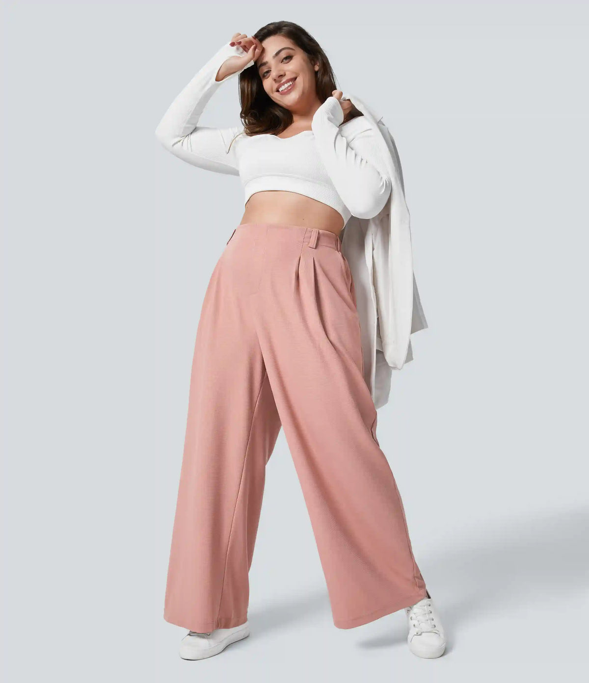Halara Flex™ High Waisted Pocket Wide Leg Waffle Work Plus Size Pants