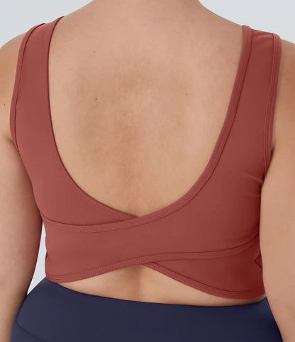 U Neck Crossover Plus Size Barre Ballet Dance Tank Top