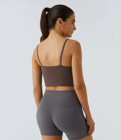 Basic Padded Workout Cropped Low Support Tank Top A-D Cups
