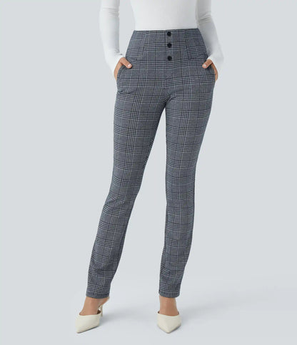 Halara Flex™ High Waisted Houndstooth Plaid Skinny Work Pants with Pockets