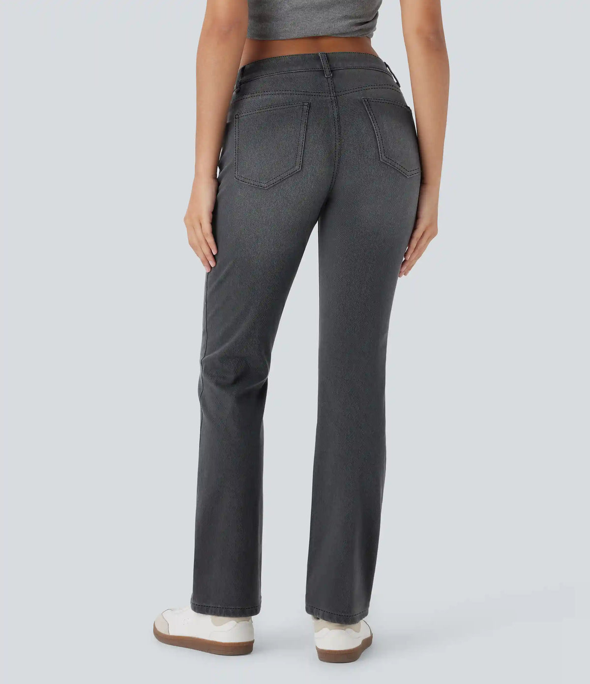Halara Flex™ Low Rise Zipper Pockets Washed Casual Bootcut Jeans