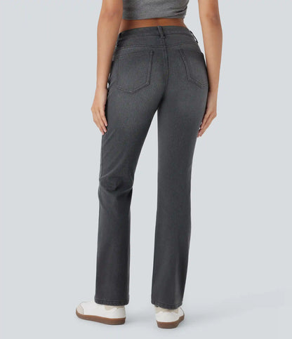 Halara Flex™ Low Rise Zipper Pockets Washed Casual Bootcut Jeans