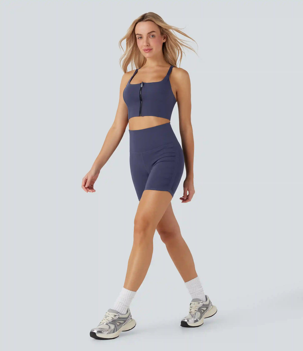 SoftlyZero™ QuickDry High-Waisted Tummy-Control Ruched Running Biker Shorts 5''