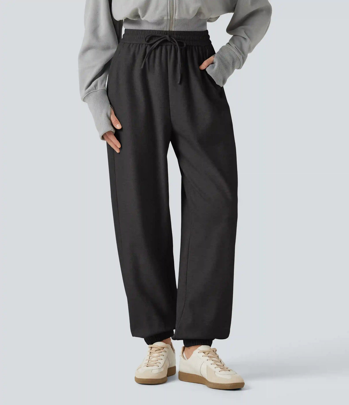 High Waisted Drawstring Casual Joggers with Pockets