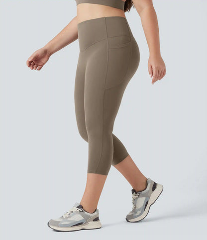 Plus Size Halara UltraSculpt™ High Waisted Butt Lifting Tummy Control Capri Training Leggings with Pockets
