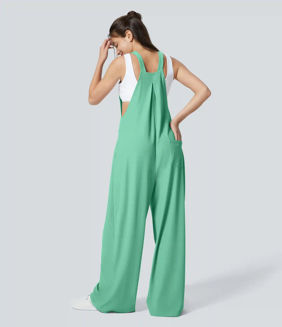 Pockets Waffle Casual Overalls