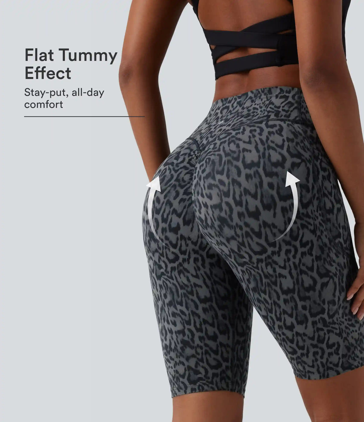 Halara UltraSculpt™ Leopard Print High Waisted Scrunch Butt Lifting Tummy Control Training Biker Shorts 9'' with Pockets